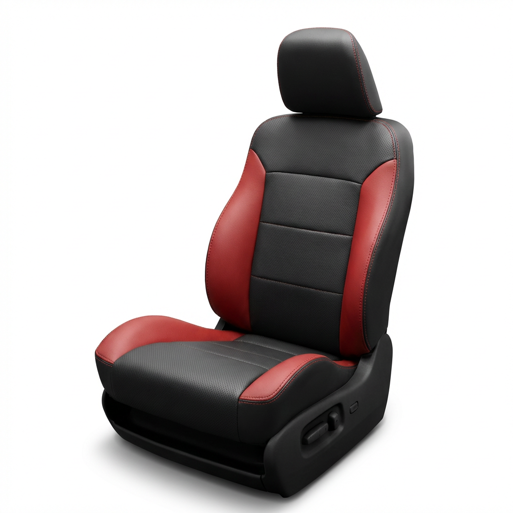 Black and red car seat on a white background