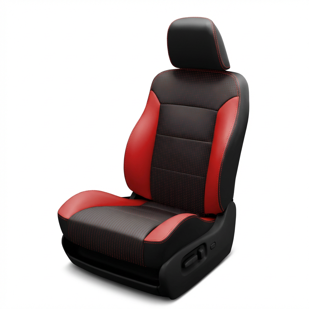 Black and red car seat on a white background