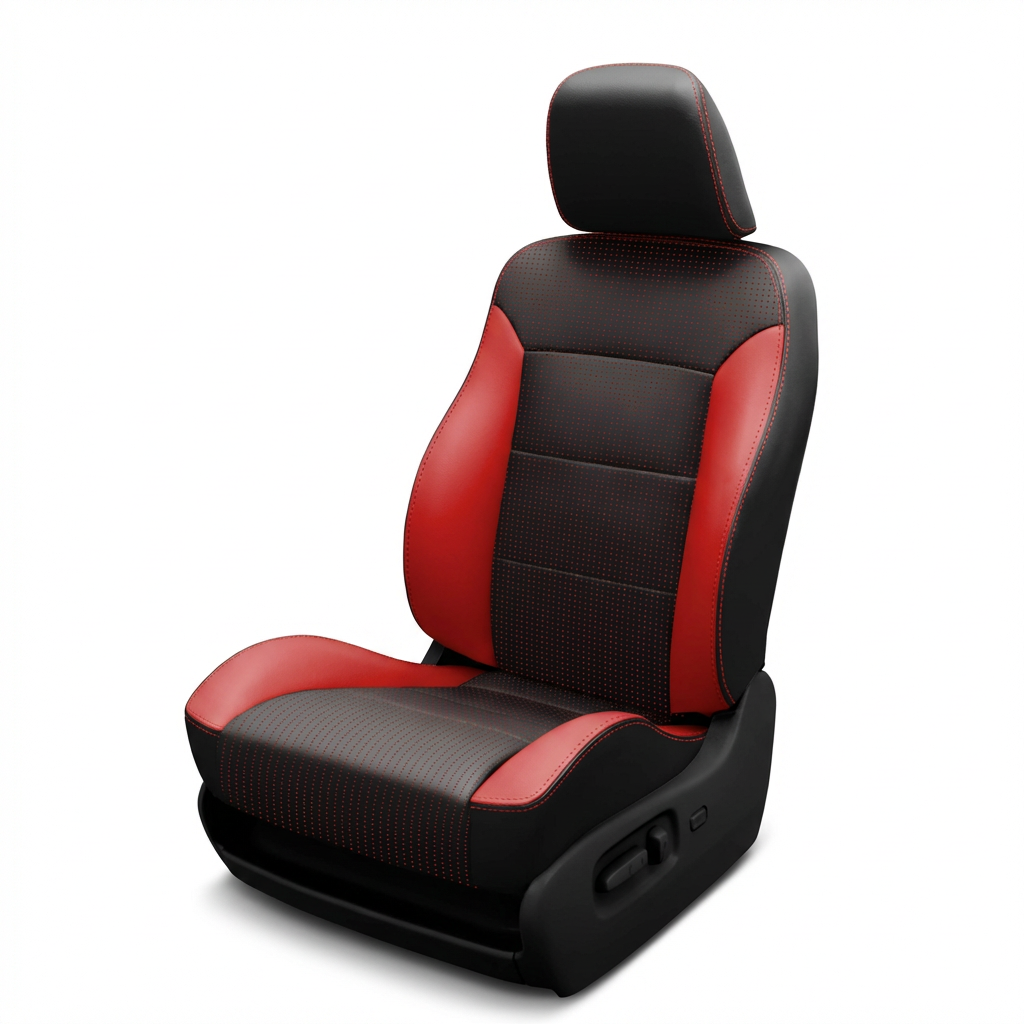 Black and red car seat on a white background