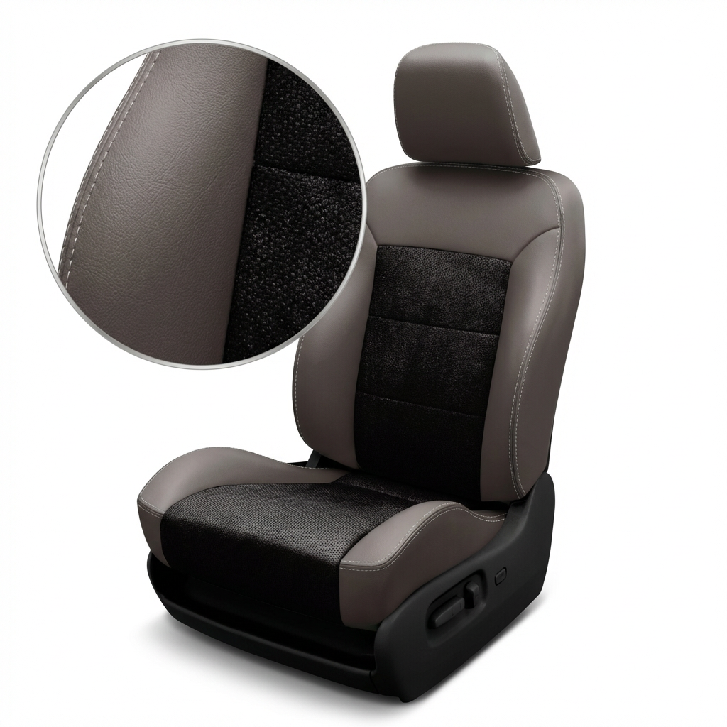 Car seat cover with detailed texture on a white background