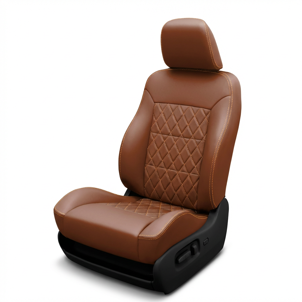 Mahogany Gold car seat with headrest on a white background