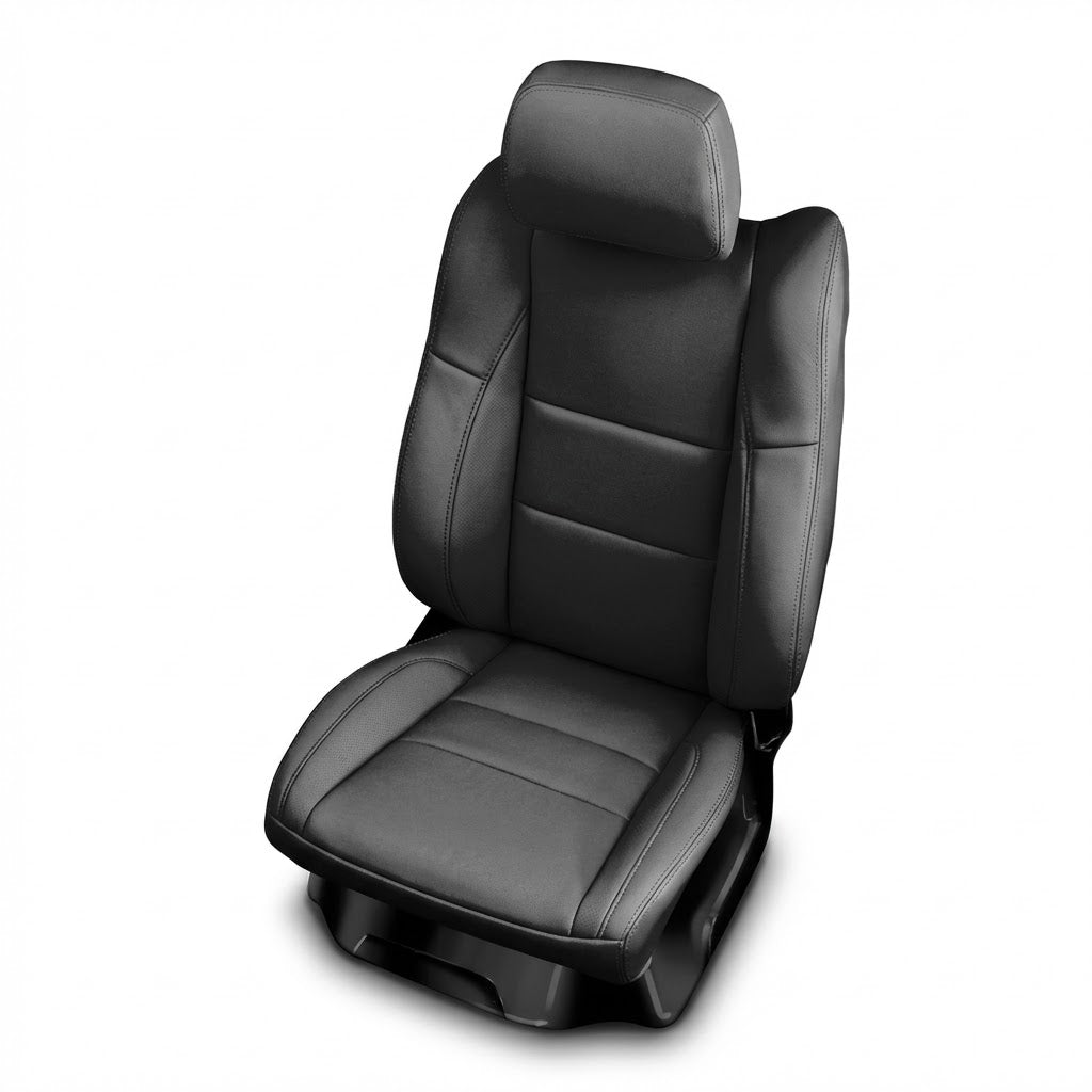Black car seat on a white background
