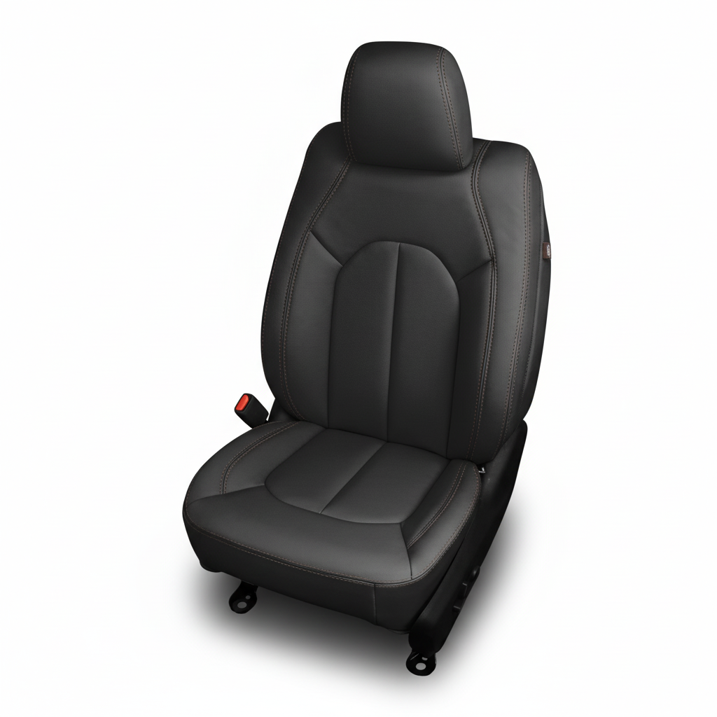 Black car seat on a white background