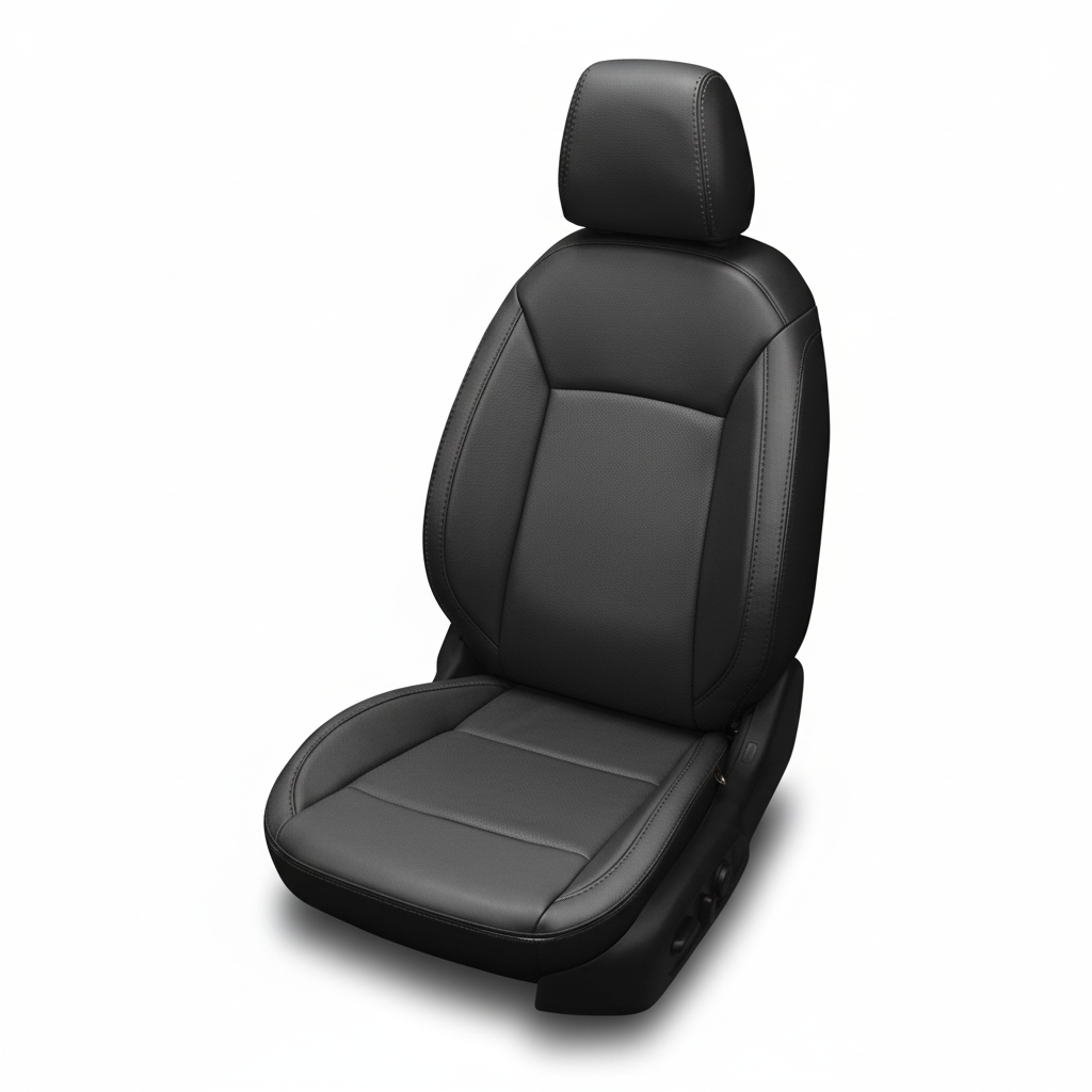 Black car seat cover on a white background