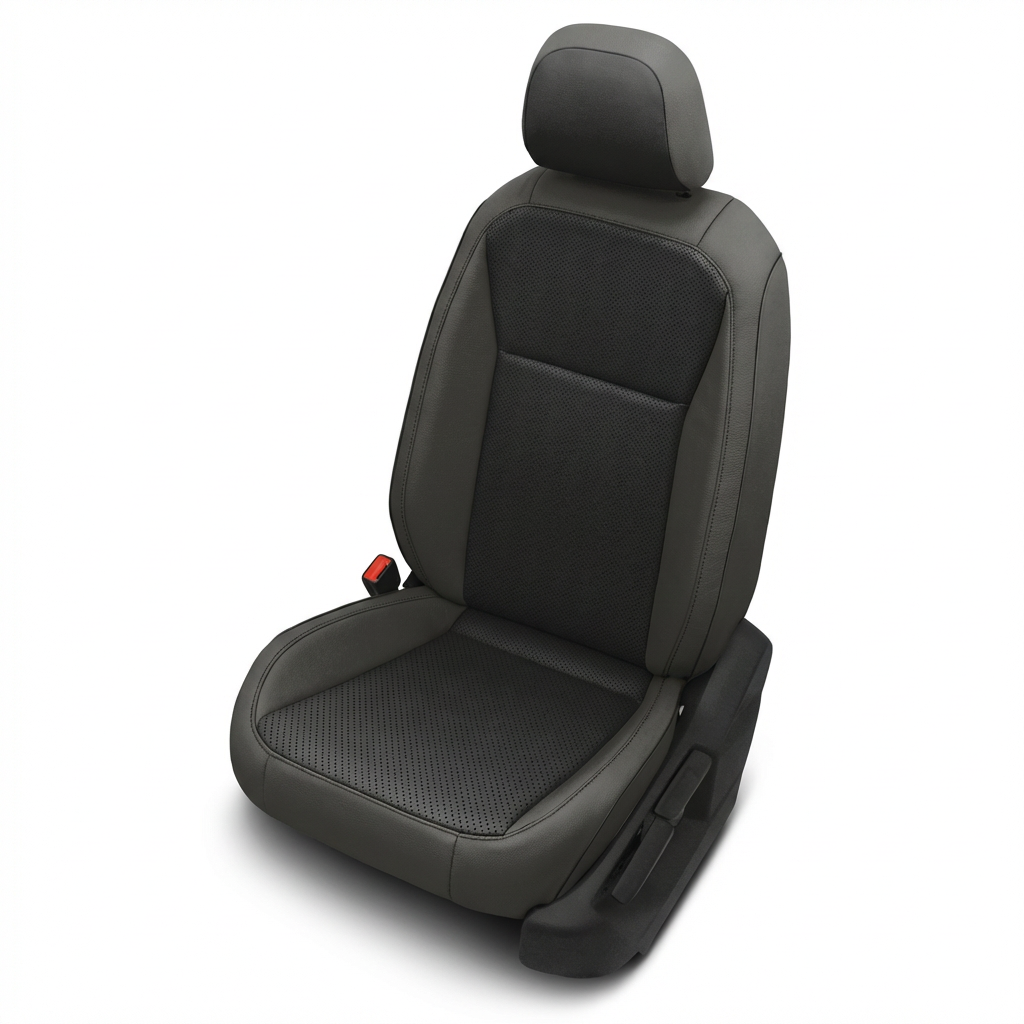 Gray car seat cover on a white background