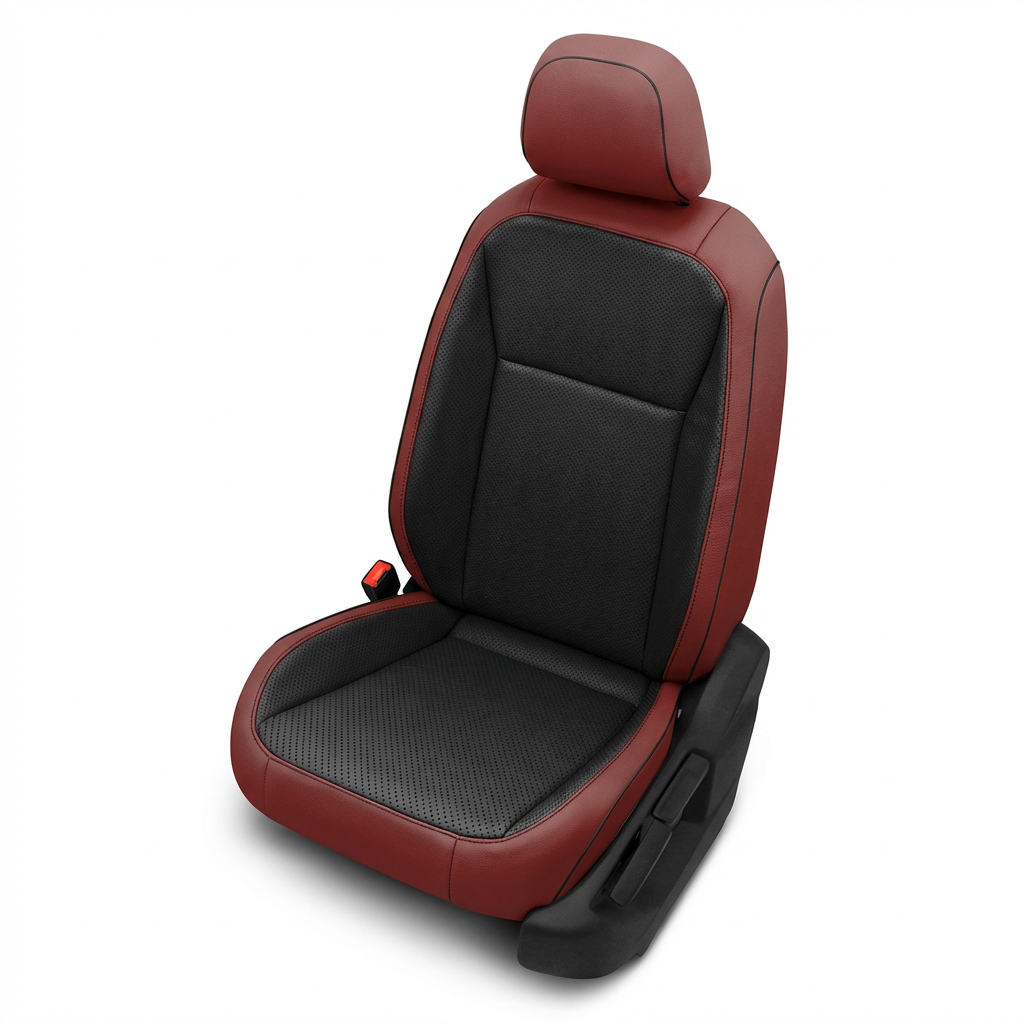 Red and black car seat cover on a white background