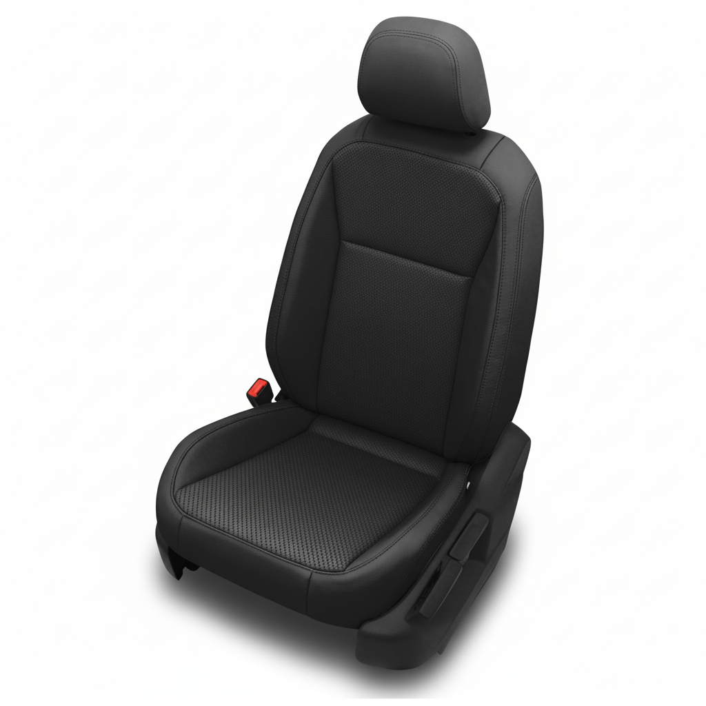 Black car seat cover on a white background