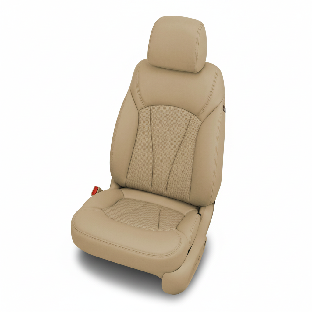 Beige car seat on a white background