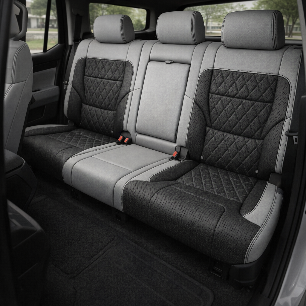2022-2026 Toyota Tundra Katzkin Leather Upholstery Kit – Cement Gray & Black Diamond Pattern Accents