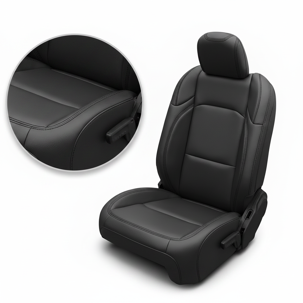 2018-2026 Jeep Wrangler 4DR/4XE Sahara/Rubicon/Willys Katzkin Leather Seat Cover Upholstery Kit – Black with Black Stitching (L5)