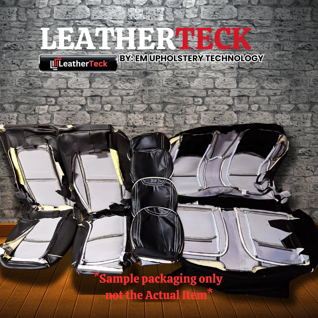 Backside view of LeatherTeck leather seat kit showing construction and trimming details